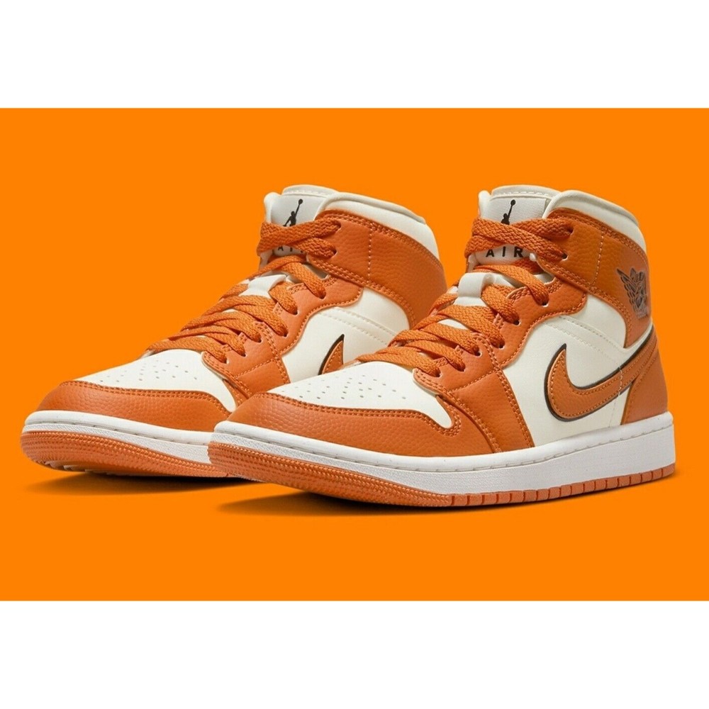 Nike Air Jordan 1 Mid SE Sport Spice Orange/White DV1302-100 Wmns Casual Shoes.
